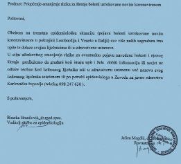 Priopćenje ZJZ Karlovačke županije vezano za korona virus