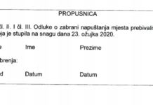 Tko izdaje propusnice za ulazak i izlazak s područja prebivališta?