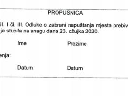 Tko izdaje propusnice za ulazak i izlazak s područja prebivališta?
