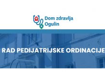 Obavijest iz Doma zdravlja Ogulin o radu pedijatrijske ordinacije
