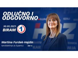 Martina Furdek-Hajdin: Pozivam Vas na zajedništvo koje će omogućiti nastavak rada i stvaranja uvjeta za jedno razvijeno društvo, društvo znanja, vještina, za optimistično i motivirajuće društvo, za ravnomjerno razvijenu županiju.