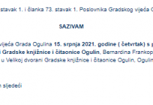 Sazvana 2. sjednica Gradskog vijeća Grada Ogulina