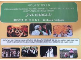 KUD Klek organizira koncert bisera hrvatske nematerijalne baštine
