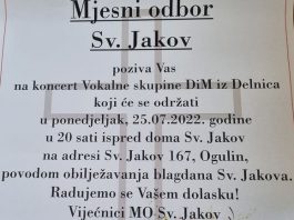 MO Sv. Jakov obilježava blagdan Sv. Jakova koncertom i svetom misom