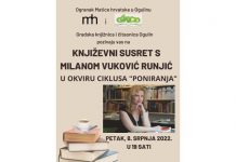 Danas u Knjižnici književni susret s Milanom Vuković Runjić