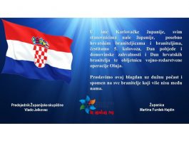Čestitka Karlovačke županije povodom Dana pobjede i domovinske zahvalnosti, Dana hrvatskih branitelja te 27. obljetnice VRO Oluja