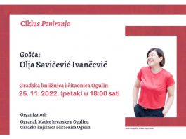 S Oljom Savičević Ivančević Matica Ogulin nastavlja s ugošćivanjem poznatih književnika