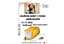 Književni susret s piscem Janom Bolićem u Gradskoj knjižnici i čitaonici Ogulin u petak 11. studenog 2022