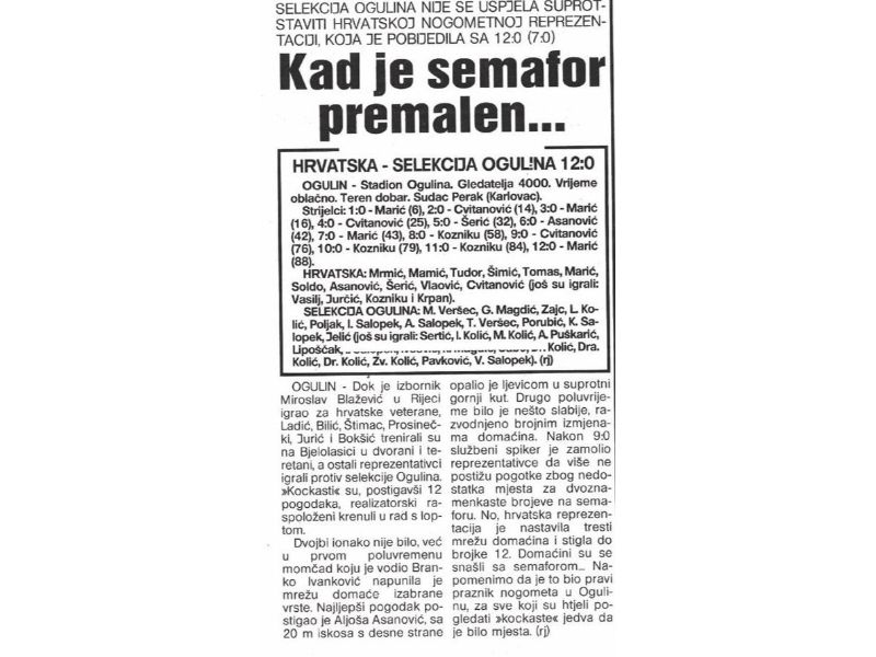 Ogulin - Vatreni 12:0