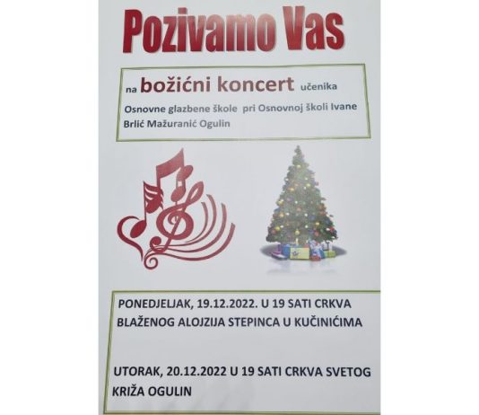 Tradicionalni Božićni koncert učenika Osnovne glazbene škole Ogulin