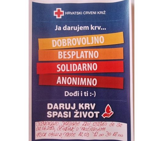 Daruj krv danas, u četvrtak u GDCK Ogulin