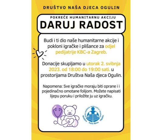 Darujte plišance i pridružite se akciji DND Ogulin za male pacijente KBC Rebro