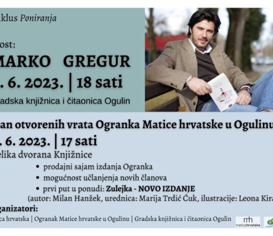 Književni susret s Markom Gregurom i Dan otvorenih vrata Matice Ogulin