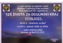 Paljenje baklji na Kleku u sjećanje na 125 poginulih i umrlih branitelja ogulinskog kraja
