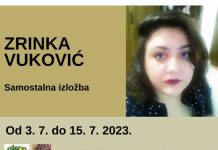 Najava izložbe umjetničkih radova Zrinke Vuković