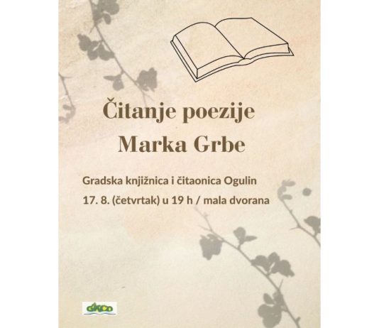 Čitanje poezije Marka Grbe u Gradskoj knjižnici Ogulin