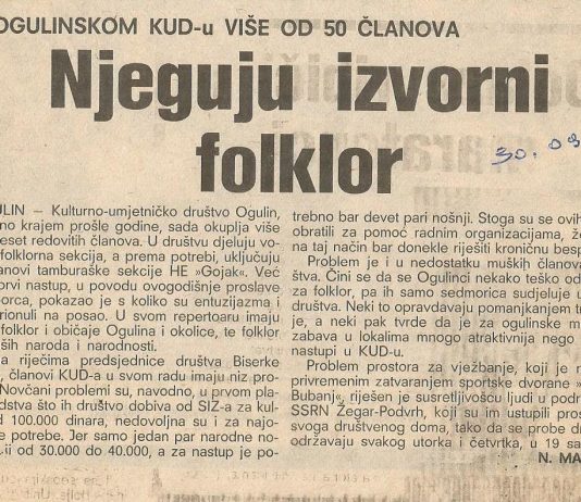 Utorkom iz arhive Zavičajnog muzeja Ogulin – O Folkloru