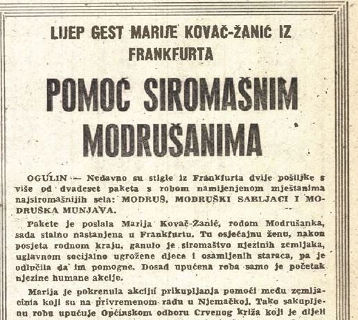 Utorkom iz arhive Zavičajnog muzeja Ogulin – Pomoć siromašnim Modrušanima