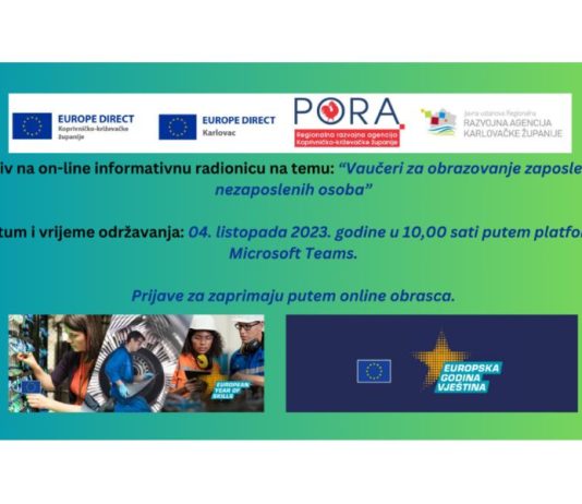 Kako se besplatno obrazovati? Online radionica o vaučerima za obrazovanje odraslih ED Karlovac i RA Karlovačke županije