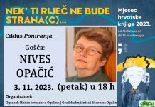 U gradskoj knjižnici 3.11.2023.g. Ciklus Poniranja – Gost Nives Opačić