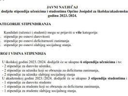 Općina Josipdol objavila javni natječaj za dodjelu stipendija učenicima i studentima za školsku/akademsku godinu 2023./2024.