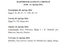 Raspored blagoslova obitelji u Župi Svetog Križa Ogulin od 8. do 13. siječnja 2024. godine