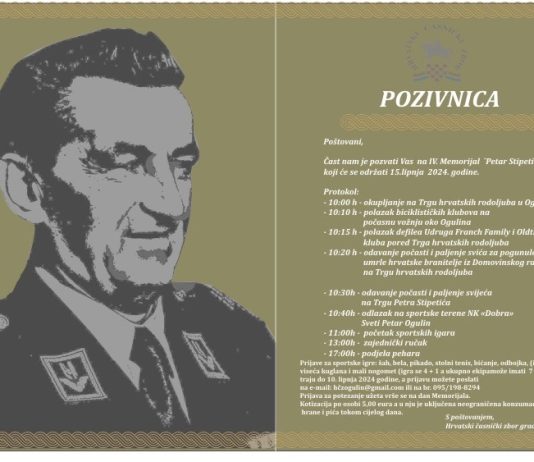 Najava za IV. Memorijal “Petar Stipetić” u Ogulinu