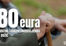 Umirovljenicima 80 eura za Božić