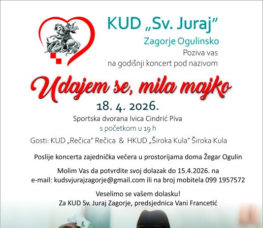 KUD Sv. Juraj organizira godišnji koncert pod nazivom “Udajem se, mila majko”