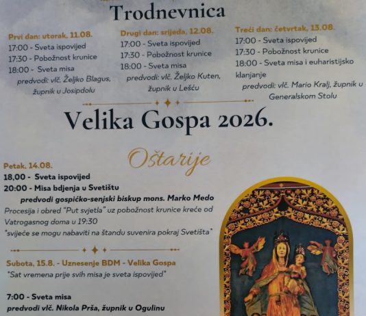 Velika Gospa u Oštarijama, biskup Medo predslavi uočnicu